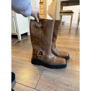 Vagabond Brown Leather Mid-Calf Boots with Buckle Detail